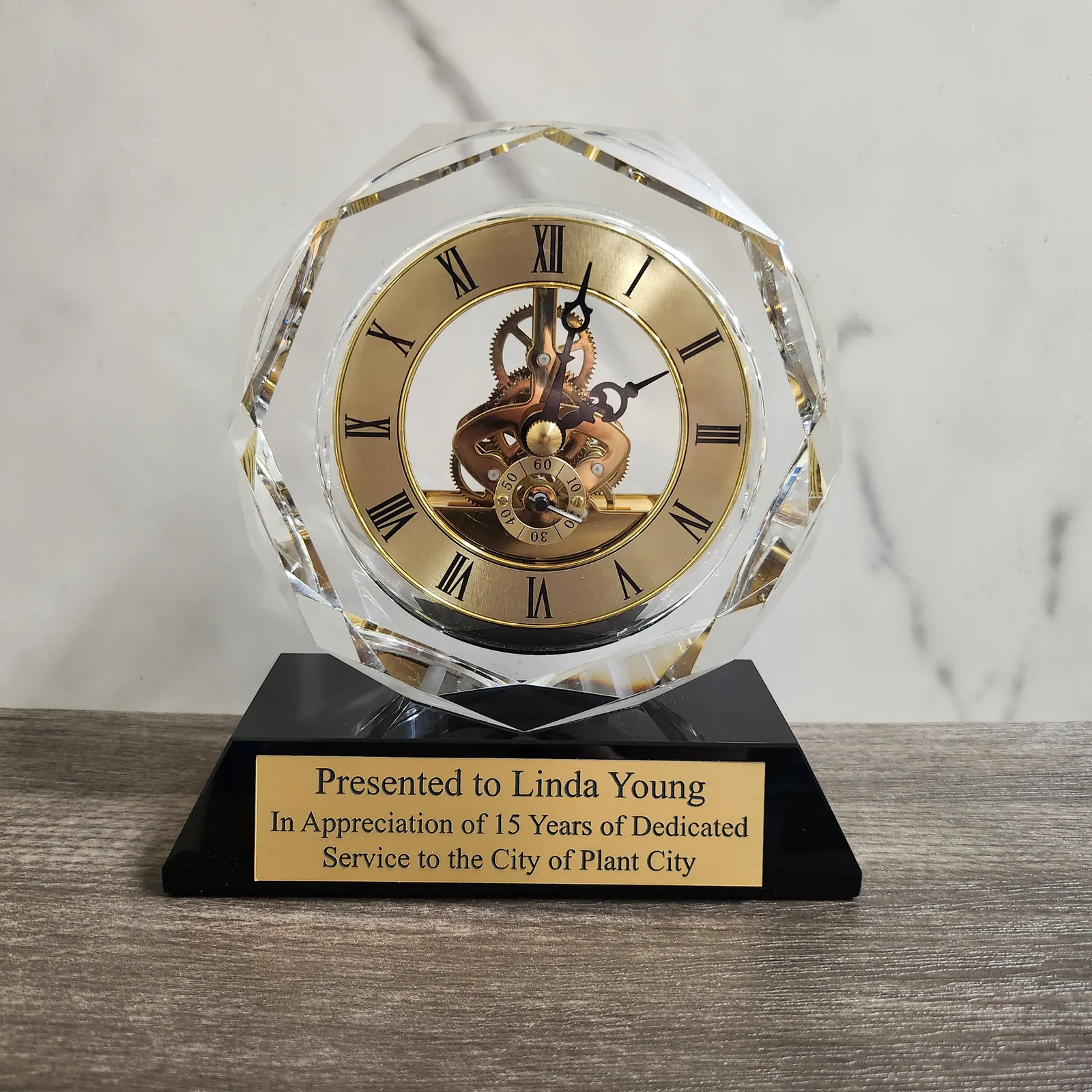 Engraved clock award