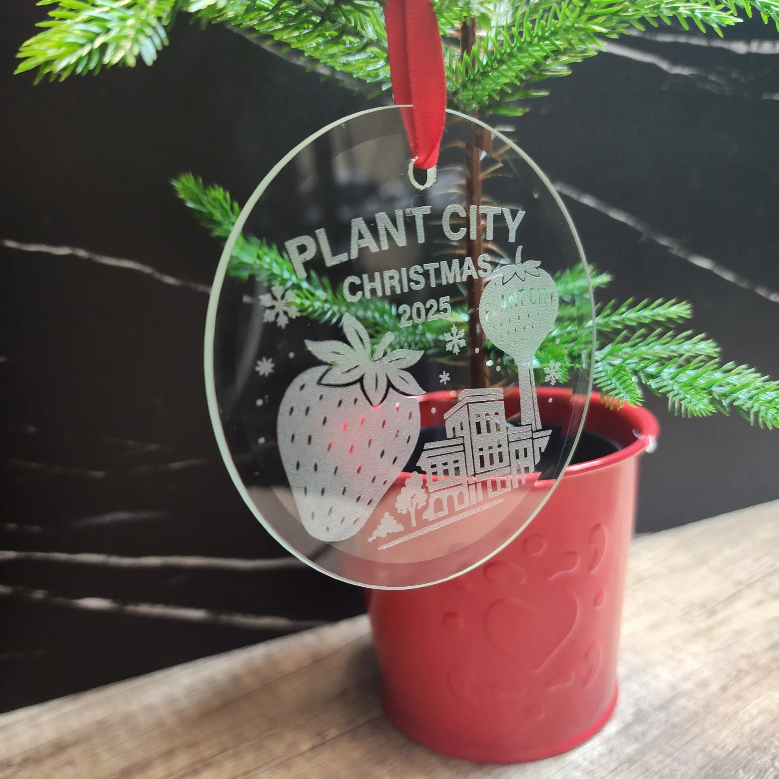 Engraved glass ornament