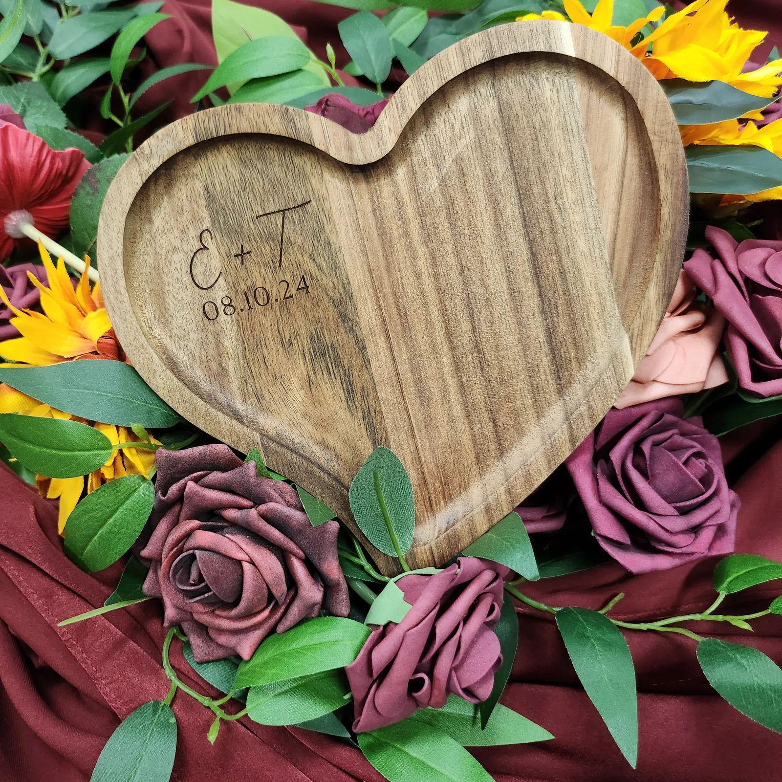 Engraved heart tray