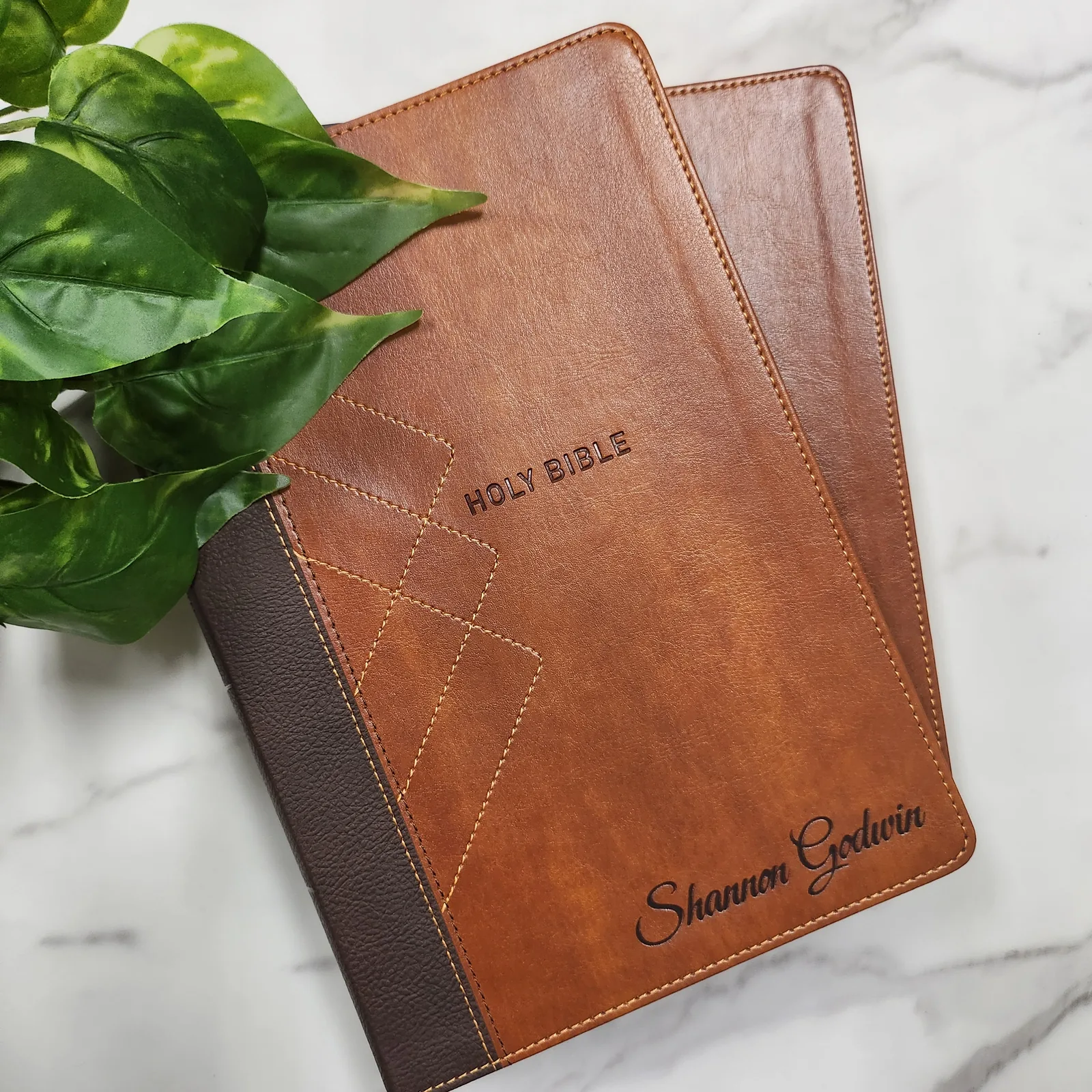 Engraved leather bibles with names