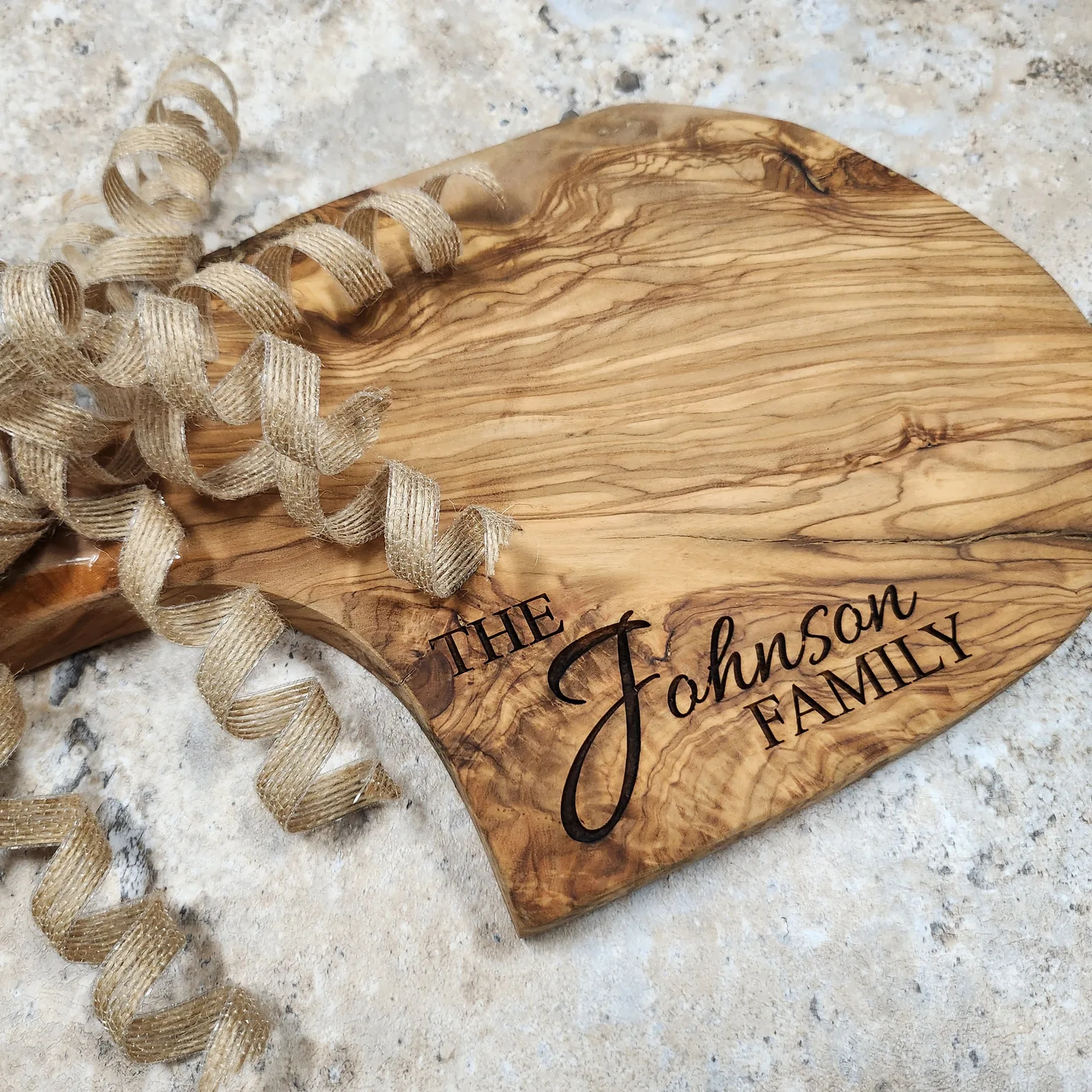 Engraved olivewood family board