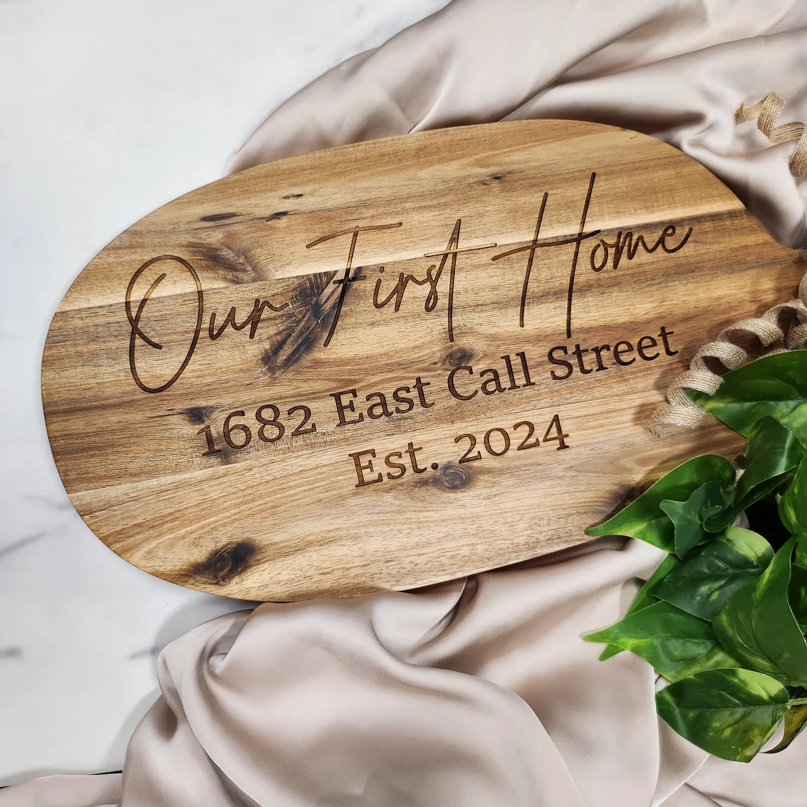 Engraved Our First Home board