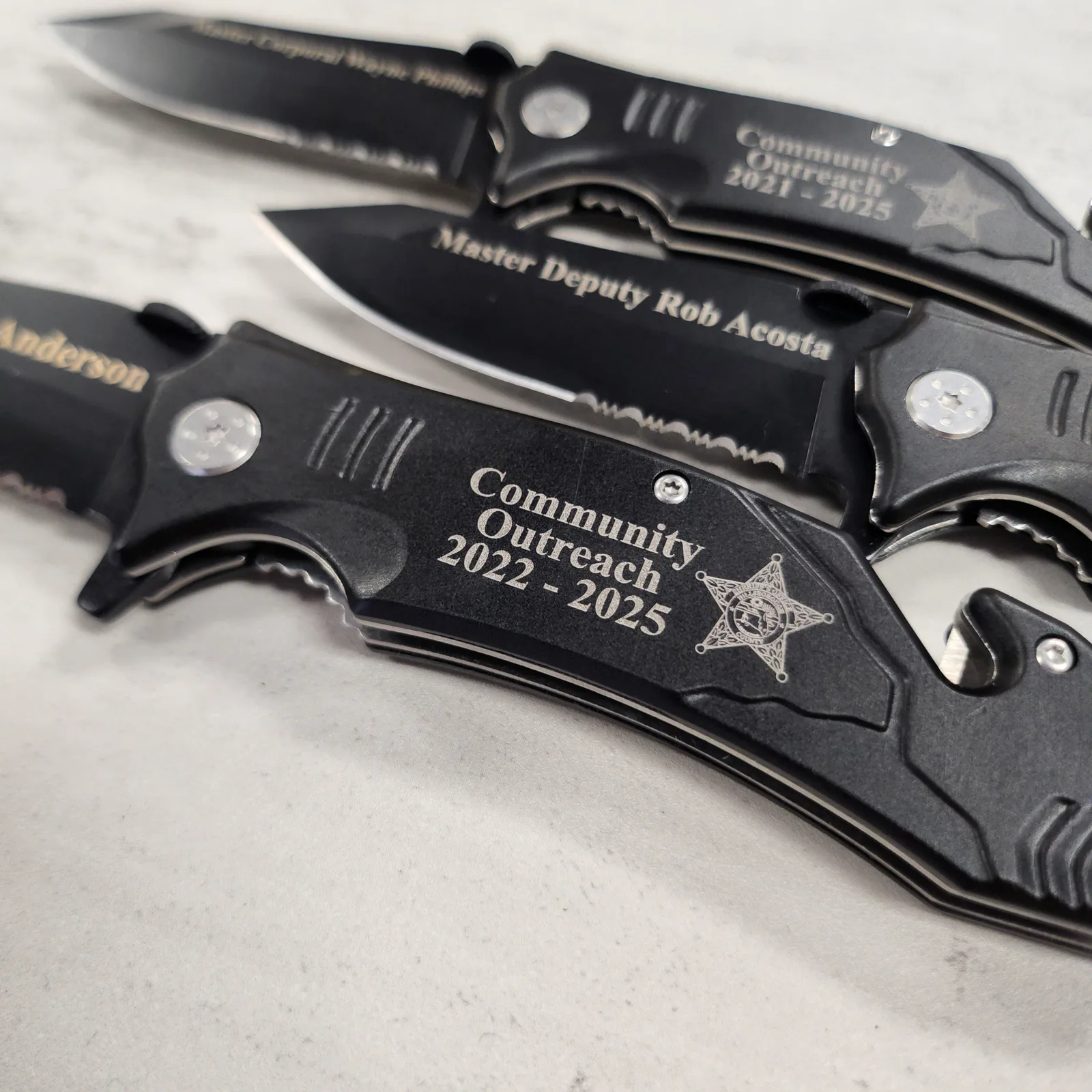 Engraved stainless knife
