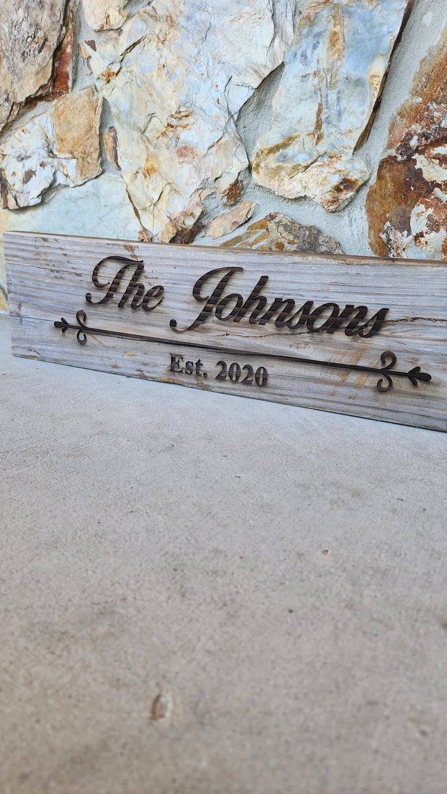 Engraved wood family sign