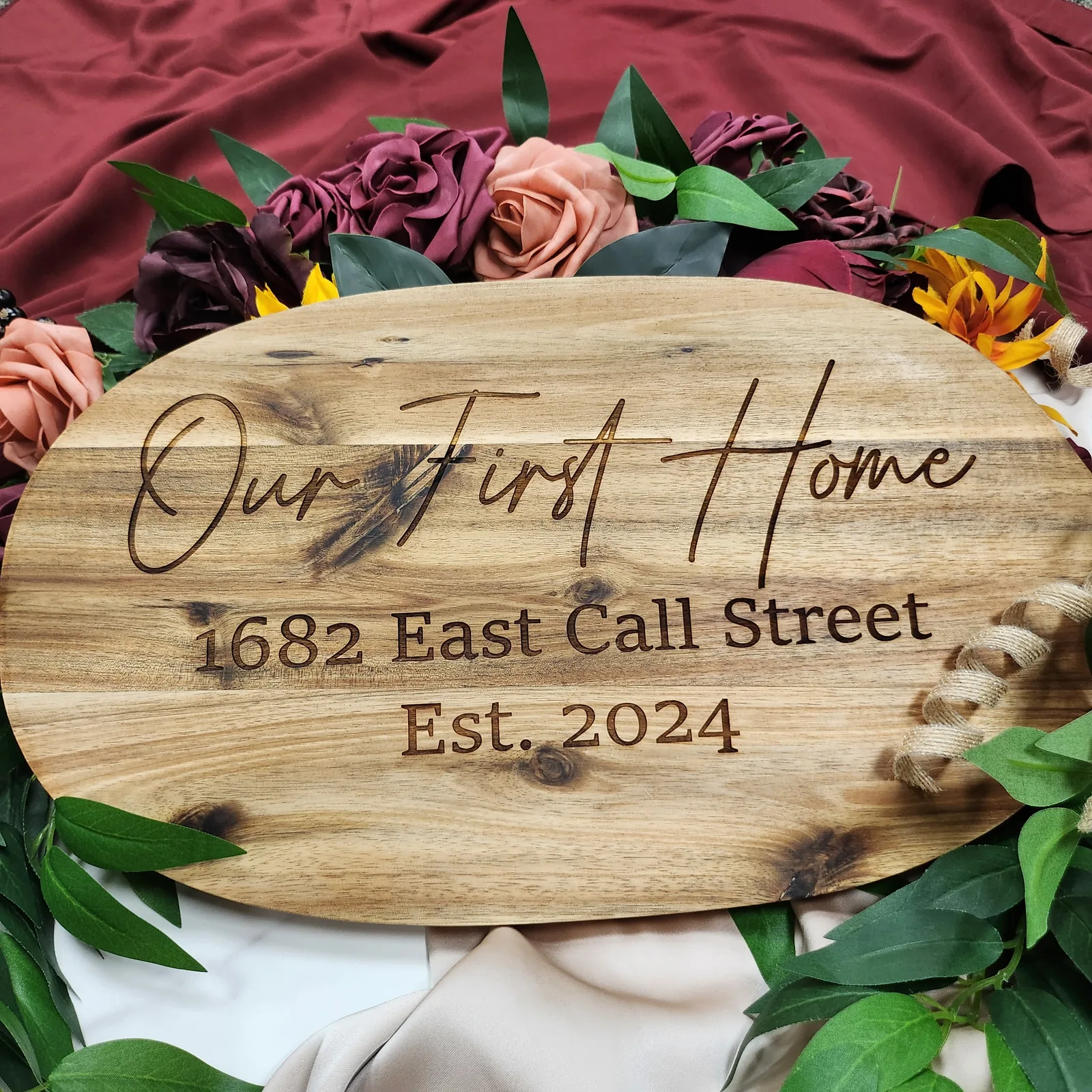 Our First Home engraved board