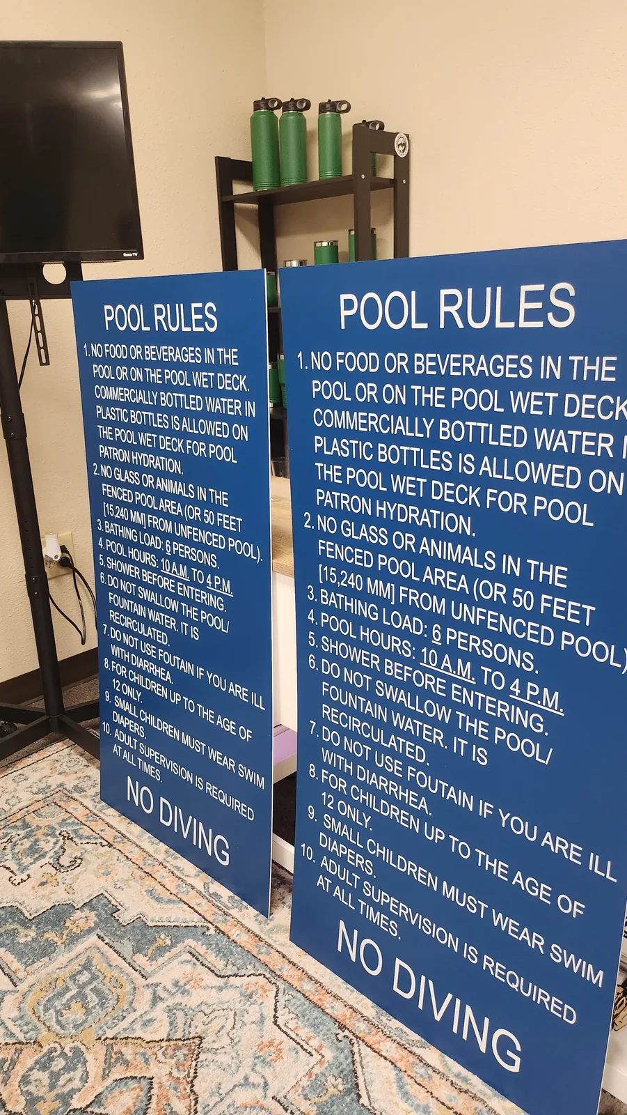 Pool rule signage